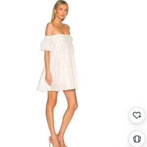 BARDOT by REVOLVE SOPHIA EYELET FABRIC OFF SHOULDERS MINO DRESS FULL LINED LARGE